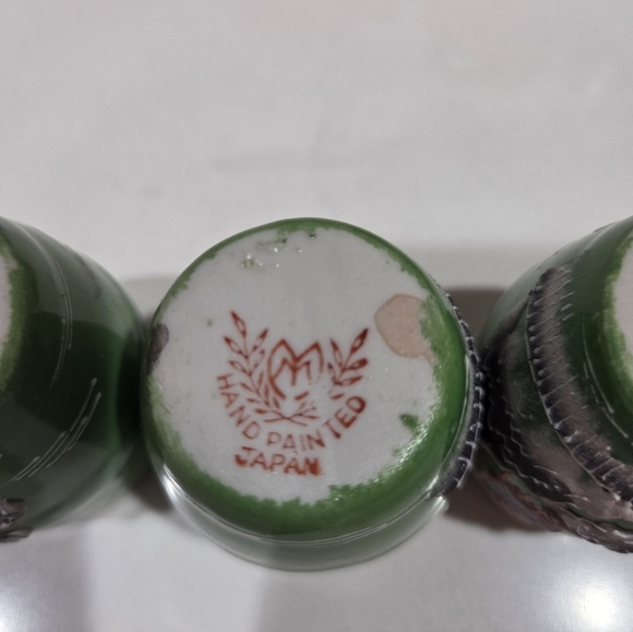 7 Pcs Moriyama Mori-Machi Japan Porcelain Sake Decanter Barrel & Cups 1926-1929 - Picture 9 of 17